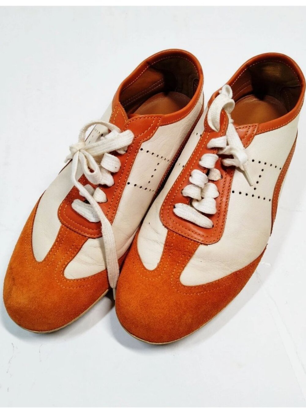 Hermès⎼"Quicker" Beige & Brown Leather Suede Sneakers, Sz 8.5 (EU 39)